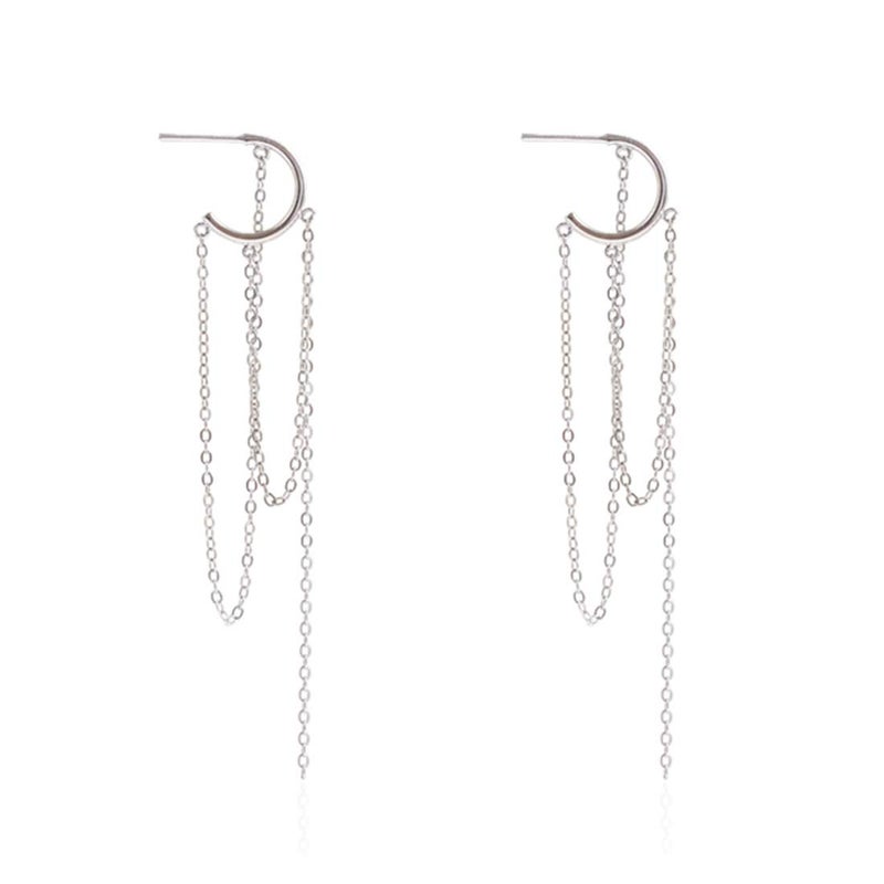 SLUYNZ 925 Sterling Silver Dangle Earrings Tassel Chain for Women Teen Girls Dangle Earrings Long Earrings Huggie Studs Dangle Chain (A-Silver) - Image 1